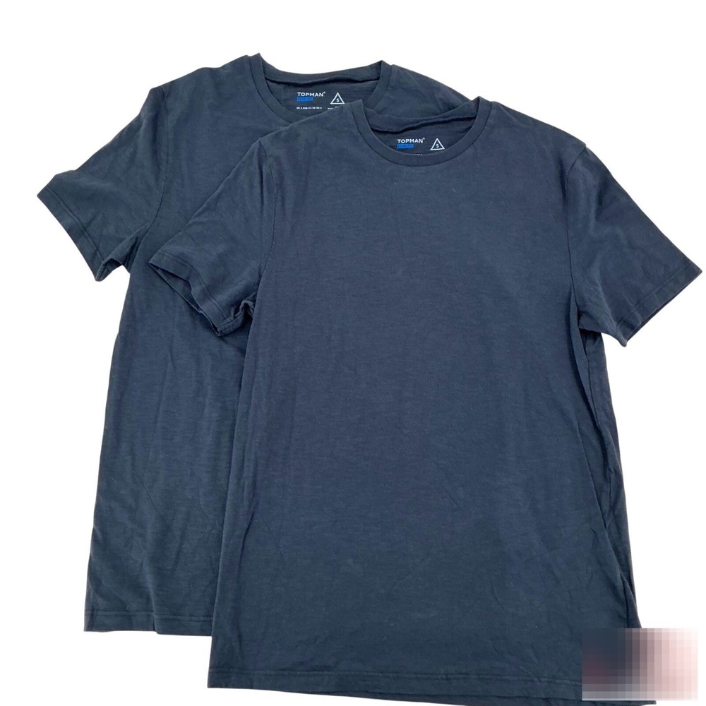 Topman T-Shirt Mens Small Charcoal Gray Slim Fit Crew Neck Basic Tee 2 Pack
